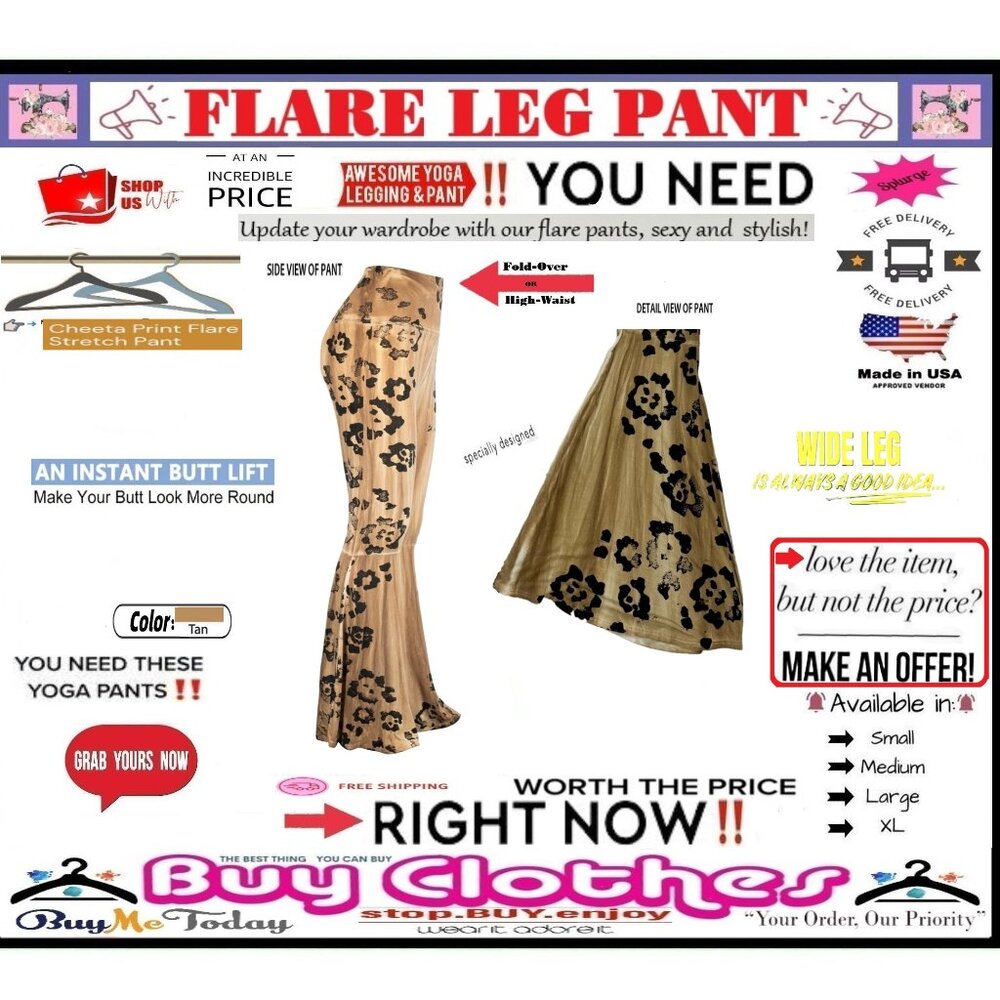 π BOTTOM Fold Graphic β DYE π LEGGING PANT Print FLARE LEG Cheetah πΈ BUY NOW - Picture 4 of 16